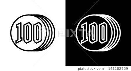 簡單的100日元硬幣向量圖標 簡單的100日元硬幣向量圖標 141102369