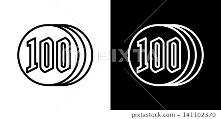 Simple 100 yen coin vector icon Simple 100 yen coin vector icon 141102370