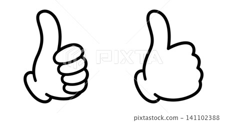 A set of line art illustrations of thumbs-up and good-sign hands as icons. A set of line art illustrations of thumbs-up and good-sign hands as icons. 141102388