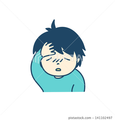 Simple illustration of a sick child with a fever (color) Simple illustration of a sick child with a fever (color) 141102497