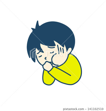生病兒童的簡單插圖：噁心（彩色） 141102510