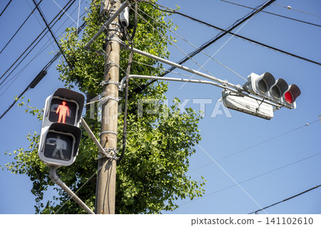Red light, traffic light, pedestrian signal, car, driving, pedestrian, image Red light, traffic light, pedestrian signal, car, driving, pedestrian, image 141102610