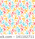 Seamless pattern with hand painted watercolor colorful dots. Abstract tropical summer design for wallpaper, textile fabric and wrapping paper. Artistic background with painted splashes. 141102711