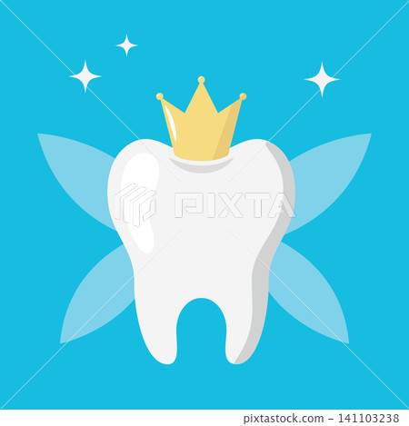 cute tooth with wings and crown tooth fairy concept vector illustration cute tooth with wings and crown tooth fairy concept vector illustration 141103238
