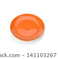 An orange plate is placed on a white background. 141103267