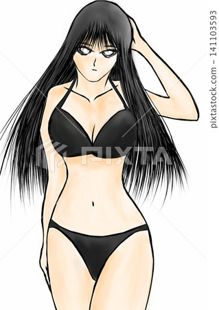 Woman in black bikini Woman in black bikini 141103593
