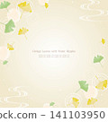 Autumn-themed Japanese frame featuring water ripples and ginkgo leaves (square) 141103950