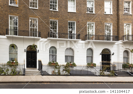 Classic London brick townhouse facade Classic London brick townhouse facade 141104417