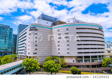 Yokohama cityscape, Japan: A break in the rainy season...summer sky...Yokohama Station East Exit. View of Sogo Yokohama store and other landmarks = July 9, 2026 Yokohama cityscape, Japan: A break in the rainy season...summer sky...Yokohama Station East Exit. View of Sogo Yokohama store and other landmarks = July 9, 2026 141105052