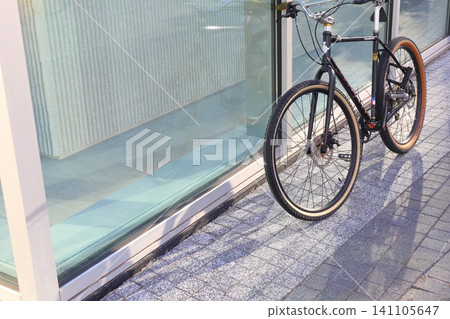Sunlight filtering through the trees and an abandoned bicycle Sunlight filtering through the trees and an abandoned bicycle 141105647