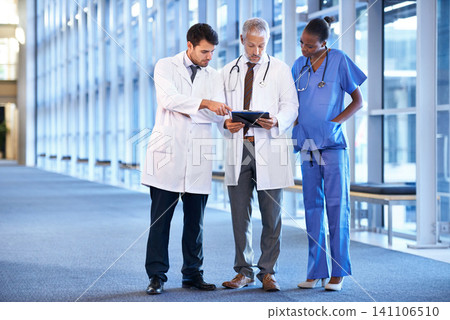 Doctors, medical and team in hospital with clipboard for results, discussion and health for nurse. Diverse people colleagues or medic for healthcare, expert and medicine for planning and research Doctors, medical and team in hospital with clipboard for results, discussion and health for nurse. Diverse people colleagues or medic for healthcare, expert and medicine for planning and research 141106510