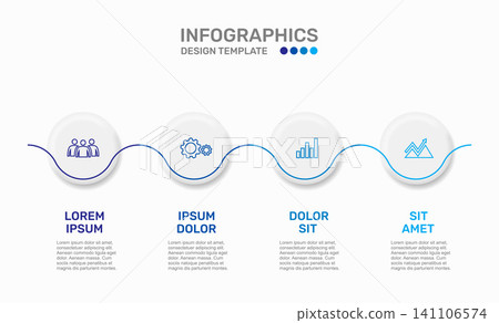 Modern business infographic template featuring circular steps with line icons and text. Vector illustration. Modern business infographic template featuring circular steps with line icons and text. Vector illustration. 141106574
