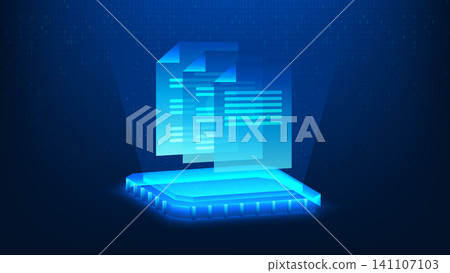 Technology AI chip with a digital document file above it, representing intelligent document processing, AI-powered data management, automated document analysis, digital workflow Technology AI chip with a digital document file above it, representing intelligent document processing, AI-powered data management, automated document analysis, digital workflow 141107103