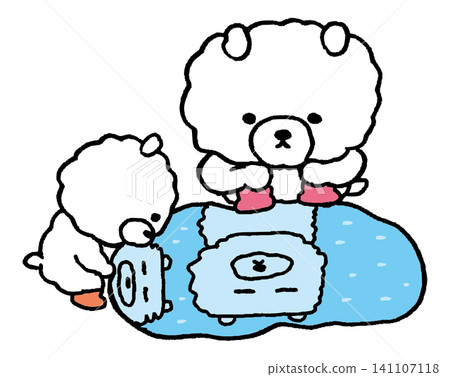 Comical and cute animal character assets playing in puddles 141107118