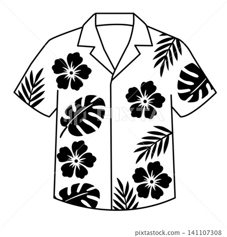 Aloha Shirt icon. Hawaiian shirt sign.Hawaiian shirt with tropical floral design. flat style. Aloha Shirt icon. Hawaiian shirt sign.Hawaiian shirt with tropical floral design. flat style. 141107308