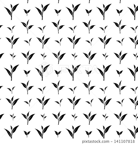 Minimal Black Tea Leaf Seamless Pattern Flat Vector Background Minimal Black Tea Leaf Seamless Pattern Flat Vector Background 141107818