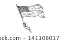 Hand holding waving american flag patriotism sketch Hand holding waving american flag patriotism sketch 141108017