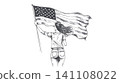 Woman with disability holding waving american flag Woman with disability holding waving american flag 141108022
