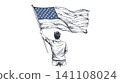 Person holding waving american flag drawing on white Person holding waving american flag drawing on white 141108024