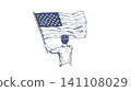 Patriot holding waving grunge american flag illustration Patriot holding waving grunge american flag illustration 141108029
