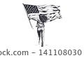 Woman holding strong waving american flag illustration Woman holding strong waving american flag illustration 141108030