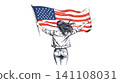 Woman holding american flag displaying patriotism Woman holding american flag displaying patriotism 141108031