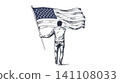 Patriot walking holding waving american flag Patriot walking holding waving american flag 141108033