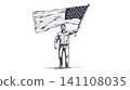 Man holding waving american flag sketch Man holding waving american flag sketch 141108035