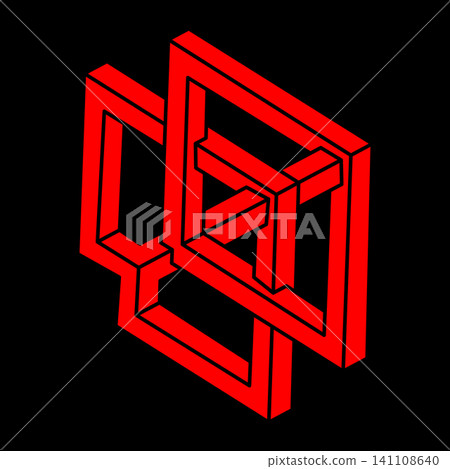 Impossible optical illusion shapes. Optical art object. Sacred geometry logo. Impossible figures. Line art. Impossible optical illusion shapes. Optical art object. Sacred geometry logo. Impossible figures. Line art. 141108640