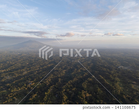 Tropical jungle valley with mombacho volcano Tropical jungle valley with mombacho volcano 141108675