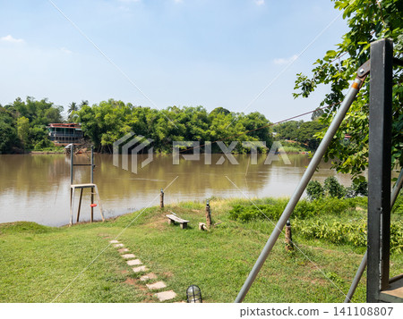Riverside Zipline Adventure Platform in Tropical Nature Resort Riverside Zipline Adventure Platform in Tropical Nature Resort 141108807