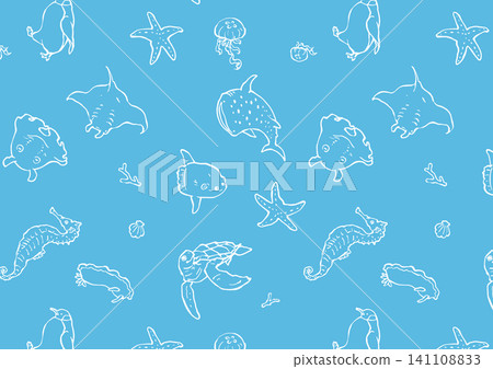 Simple pen-and-ink style sea creature pattern 141108833