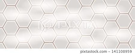 Beige hexagon ceramic tiles for kitchen backsplash, bathroom wall, toilet floor and sidewalk. Hex tile mosaic pattern. Beige hexagon ceramic tiles for kitchen backsplash, bathroom wall, toilet floor and sidewalk. Hex tile mosaic pattern. 141108959