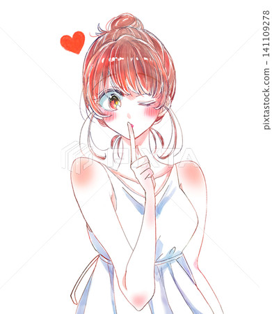 Woman with bun hairstyle, secret, heart, dress Woman with bun hairstyle, secret, heart, dress 141109278