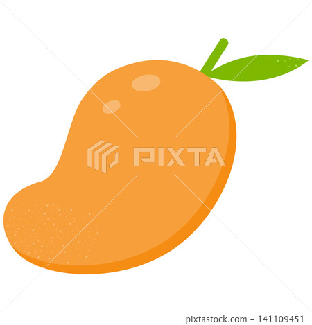 Flat illustration of a ripe mango depicting a whole tropical fruit with green leaf for food and beverage design Flat illustration of a ripe mango depicting a whole tropical fruit with green leaf for food and beverage design 141109451