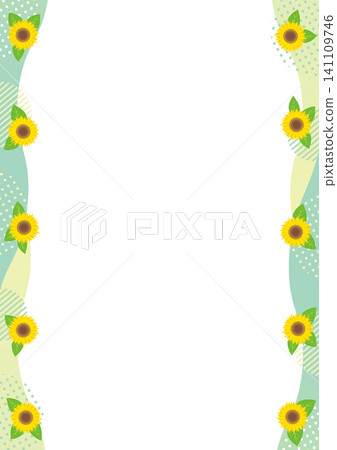Sunflower and geometric pattern vertical left and right frames - green Sunflower and geometric pattern vertical left and right frames - green 141109746