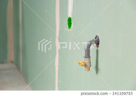 Natural gas valve installation inside unfinished interior wall Natural gas valve installation inside unfinished interior wall 141109783