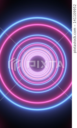 Blue and pink neon concentric rings form a glowing futuristic tunnel with symmetry, depth, and abstract digital energy. Blue and pink neon concentric rings form a glowing futuristic tunnel with symmetry, depth, and abstract digital energy. 141109952