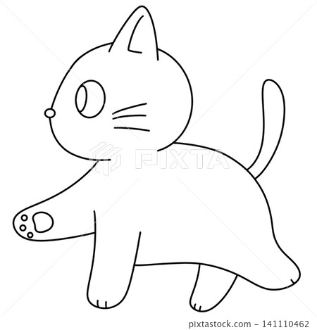 Cute cartoon cat walks forward with curious eyes Cute cartoon cat walks forward with curious eyes 141110462