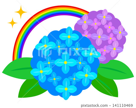 彩虹和繡球花的插圖素材 彩虹和繡球花的插圖素材 141110469
