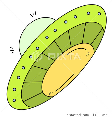 Cartoon UFO glows with friendly energy Cartoon UFO glows with friendly energy 141110560