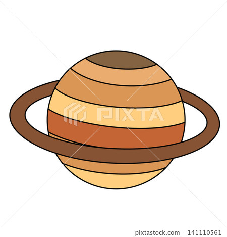 Planet with rings and warm-toned bands 141110561