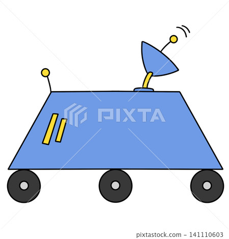 Blue rover with antenna and wheels Blue rover with antenna and wheels 141110603