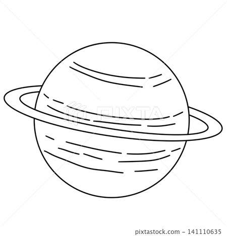 Simple line drawing of Saturn with its rings 141110635