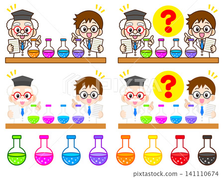 圖解集 2:一位醫生和他的助手正在用燒瓶進行科學實驗。 圖解集 2:一位醫生和他的助手正在用燒瓶進行科學實驗。 141110674