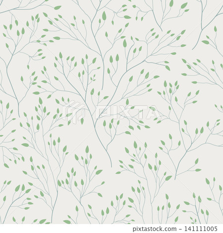 Flourish seamless pattern. Branch, flowers, leaves gentle spring nature texture. Floral garden textured background with leaf and meadow flower Flourish seamless pattern. Branch, flowers, leaves gentle spring nature texture. Floral garden textured background with leaf and meadow flower 141111005