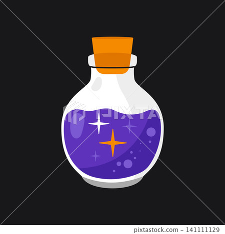 Magic potion bottle with sparkling liquid vector halloween illustration element Magic potion bottle with sparkling liquid vector halloween illustration element 141111129