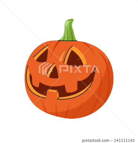 Happy smiling orange Jack o lantern pumpkin vector illustration spooky halloween face Happy smiling orange Jack o lantern pumpkin vector illustration spooky halloween face 141111142