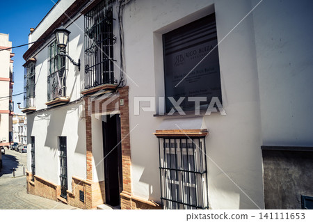 Traditional white-washed narrow streets and historical Andalusian architecture in Carmona Traditional white-washed narrow streets and historical Andalusian architecture in Carmona 141111653