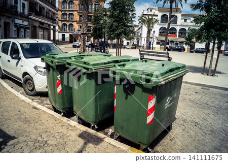 Public waste management and sanitation bins in the streets of Carmona Public waste management and sanitation bins in the streets of Carmona 141111675